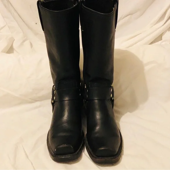 Black Frye Biltrite Boots size 6 1/2 square toe with silver buckle. - Picture 2 of 12